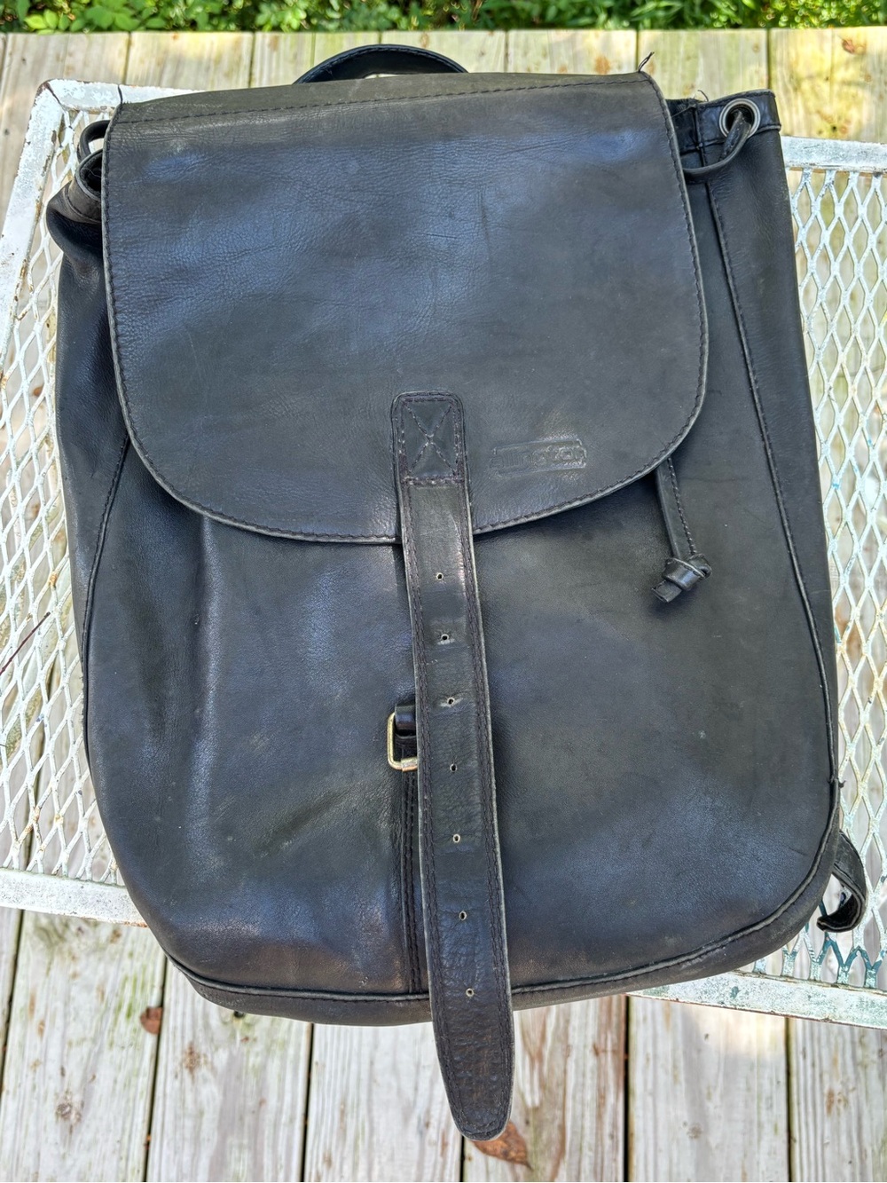Ellington Black Leather Backpack - Classic Flap Closure
